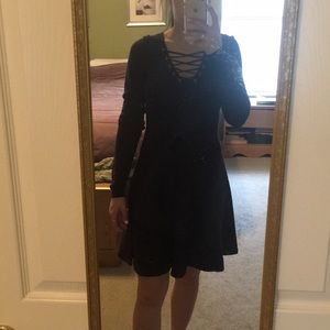 Xhikaration Navy Blue Lace Up A-Line Dress